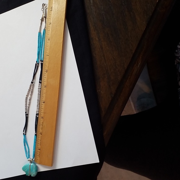 Southwestern Indian Turquoise, Silver , and Bead Animal Fetish Necklace. - Picture 6 of 7